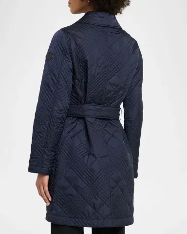 Burberry Darliston Check Quilted Coat With Belt | Thumbnail 2 Burberry Darliston Check Quilted Coat With Belt | Thumbnail 2