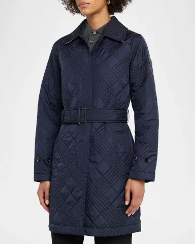 Burberry Darliston Check Quilted Coat With Belt | Thumbnail 3 Burberry Darliston Check Quilted Coat With Belt | Thumbnail 3