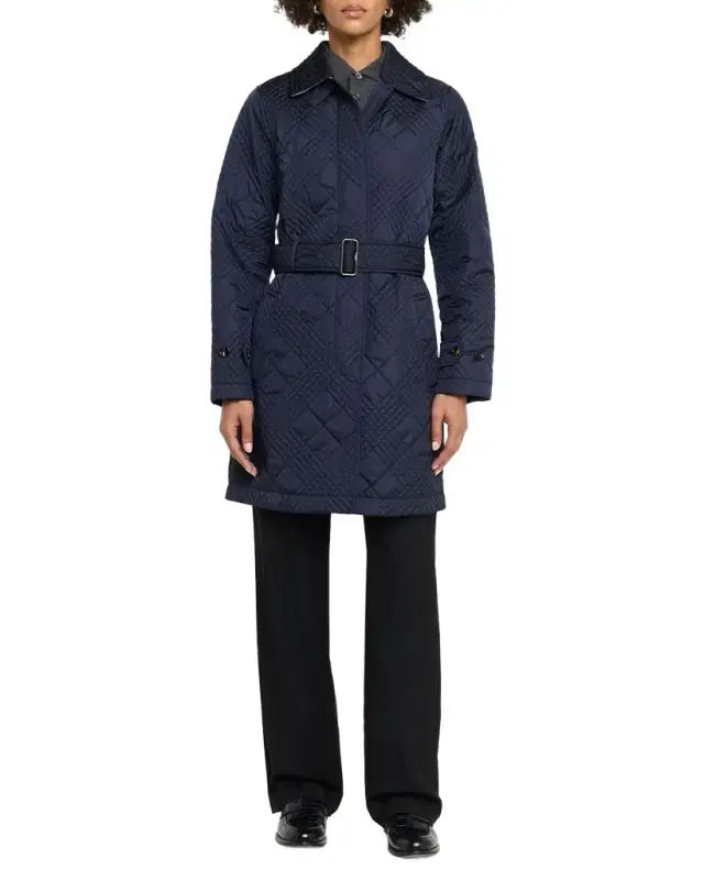 Burberry Darliston Check Quilted Coat With Belt