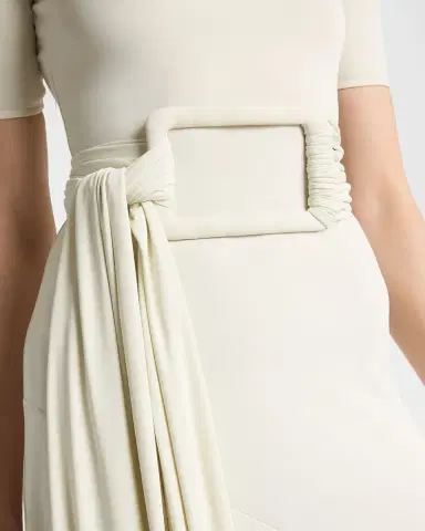Alaïa Asymmetric Fluid Jersey Belted Midi Dress | Thumbnail 4 Alaïa Asymmetric Fluid Jersey Belted Midi Dress | Thumbnail 4