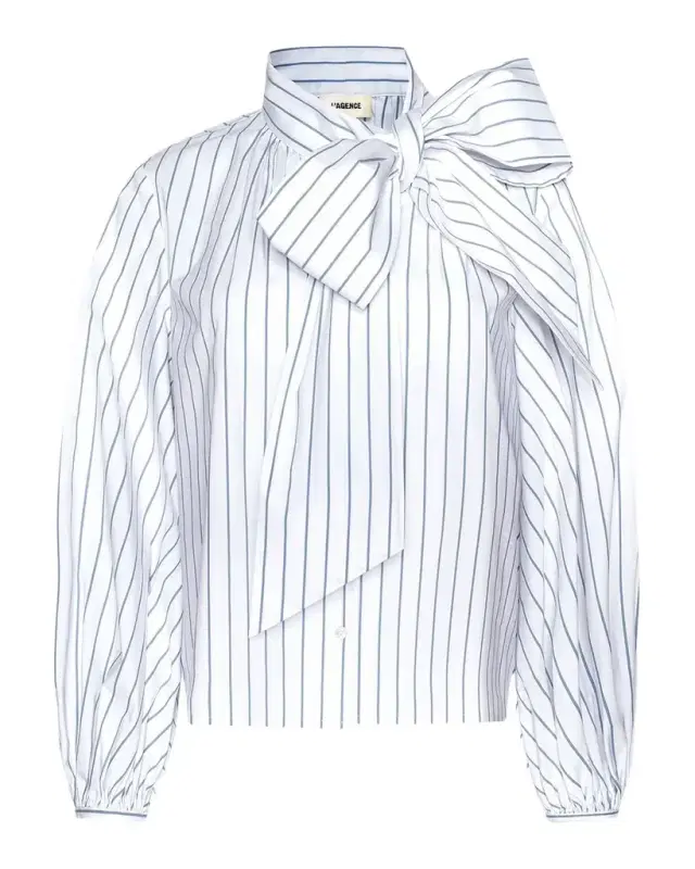 L 'Agence Deon Striped Tie-Neck Blouse