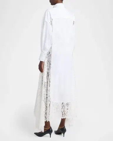 Stella McCartney Lace-Paneled Poplin Midi Shirtdress | Thumbnail 2 Stella McCartney Lace-Paneled Poplin Midi Shirtdress | Thumbnail 2