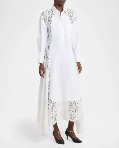 Stella McCartney Lace-Paneled Poplin Midi Shirtdress | Thumbnail 3 Stella McCartney Lace-Paneled Poplin Midi Shirtdress | Thumbnail 3
