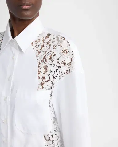 Stella McCartney Lace-Paneled Poplin Midi Shirtdress | Thumbnail 4 Stella McCartney Lace-Paneled Poplin Midi Shirtdress | Thumbnail 4