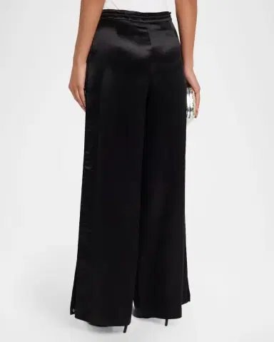 CYNTHIA ROWLEY Wide-Leg Snap Silk Pants | Thumbnail 3 CYNTHIA ROWLEY Wide-Leg Snap Silk Pants | Thumbnail 3