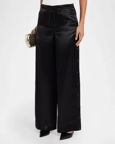 CYNTHIA ROWLEY Wide-Leg Snap Silk Pants | Thumbnail 4 CYNTHIA ROWLEY Wide-Leg Snap Silk Pants | Thumbnail 4