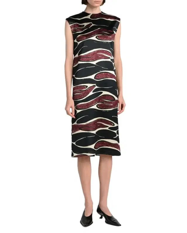 Marni Abstract Wave Sleeveless Midi Dress