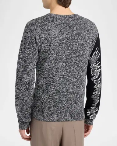 Valentino Garavani en's Maglia Panther Jacquard Mouline Crewneck Sweater | Thumbnail 2 Valentino Garavani en's Maglia Panther Jacquard Mouline Crewneck Sweater | Thumbnail 2