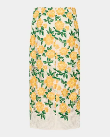 Milly Marta Floral-Embroidered Straight Midi Skirt | Thumbnail 3 Milly Marta Floral-Embroidered Straight Midi Skirt | Thumbnail 3