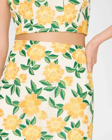 Milly Marta Floral-Embroidered Straight Midi Skirt | Thumbnail 4 Milly Marta Floral-Embroidered Straight Midi Skirt | Thumbnail 4