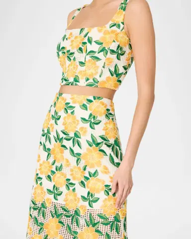 Milly Marta Floral-Embroidered Straight Midi Skirt | Thumbnail 5 Milly Marta Floral-Embroidered Straight Midi Skirt | Thumbnail 5