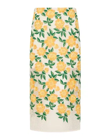 Milly Marta Floral-Embroidered Straight Midi Skirt | Thumbnail 1 Milly Marta Floral-Embroidered Straight Midi Skirt | Thumbnail 1