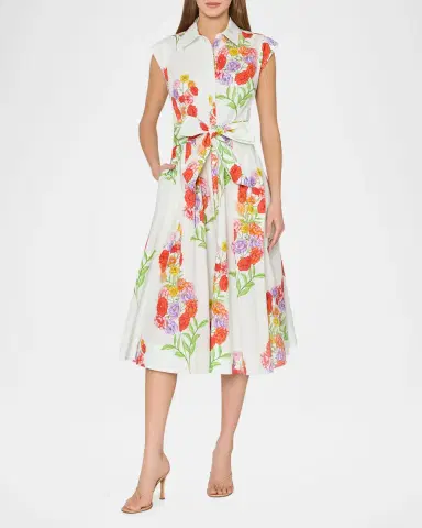Milly Jules Paris Bouquet Cotton Poplin Midi Dress | Thumbnail 2 Milly Jules Paris Bouquet Cotton Poplin Midi Dress | Thumbnail 2