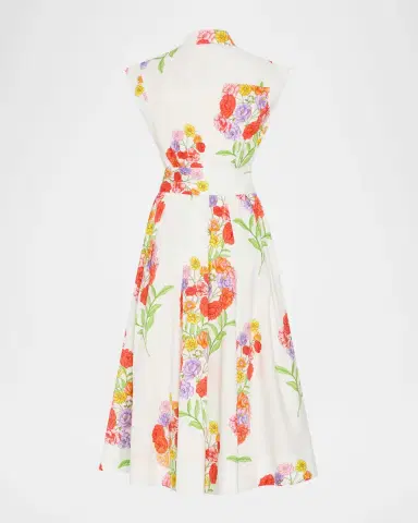 Milly Jules Paris Bouquet Cotton Poplin Midi Dress | Thumbnail 3 Milly Jules Paris Bouquet Cotton Poplin Midi Dress | Thumbnail 3