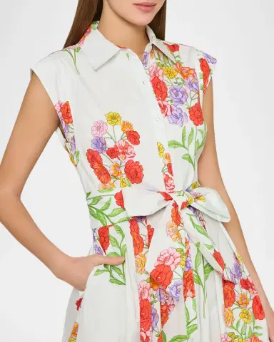 Milly Jules Paris Bouquet Cotton Poplin Midi Dress | Thumbnail 4 Milly Jules Paris Bouquet Cotton Poplin Midi Dress | Thumbnail 4