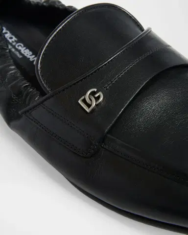 Dolce & Gabbana Men's Leather DG-Logo Elastic Penny Loafers | Thumbnail 4