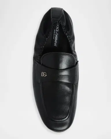 Dolce & Gabbana Men's Leather DG-Logo Elastic Penny Loafers | Thumbnail 5
