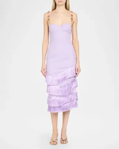 PatBo Gabriela Linen Fringe-Trim Midi Dress | Thumbnail 2 PatBo Gabriela Linen Fringe-Trim Midi Dress | Thumbnail 2