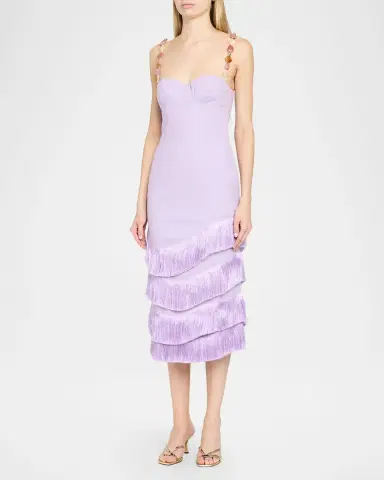 PatBo Gabriela Linen Fringe-Trim Midi Dress | Thumbnail 4 PatBo Gabriela Linen Fringe-Trim Midi Dress | Thumbnail 4
