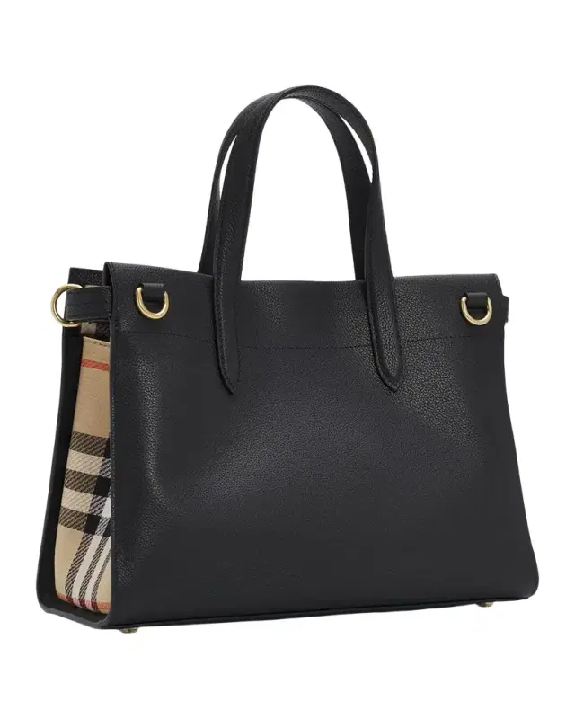 Burberry Cotswolds Small Check Leather Tote Bag