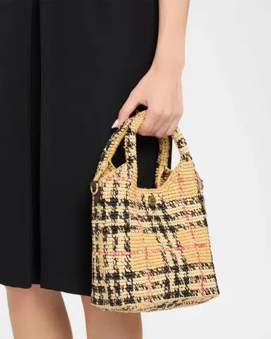 Burberry Margate Mini Check Raffia Tote Bag | Thumbnail 2 Burberry Margate Mini Check Raffia Tote Bag | Thumbnail 2