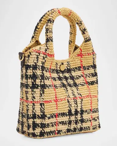 Burberry Margate Mini Check Raffia Tote Bag | Thumbnail 3 Burberry Margate Mini Check Raffia Tote Bag | Thumbnail 3