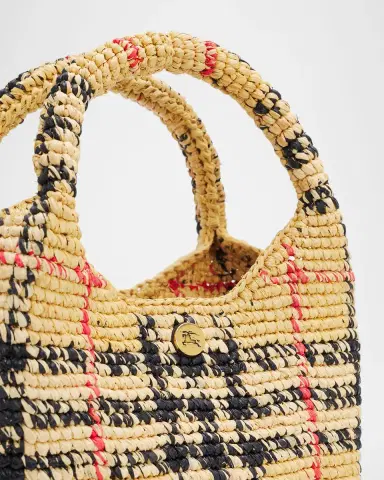 Burberry Margate Mini Check Raffia Tote Bag | Thumbnail 6 Burberry Margate Mini Check Raffia Tote Bag | Thumbnail 6