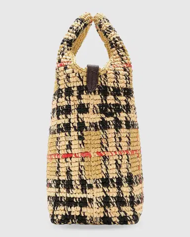 Burberry Margate Mini Check Raffia Tote Bag | Thumbnail 7 Burberry Margate Mini Check Raffia Tote Bag | Thumbnail 7