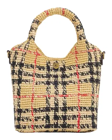 Burberry Margate Mini Check Raffia Tote Bag | Thumbnail 1 Burberry Margate Mini Check Raffia Tote Bag | Thumbnail 1