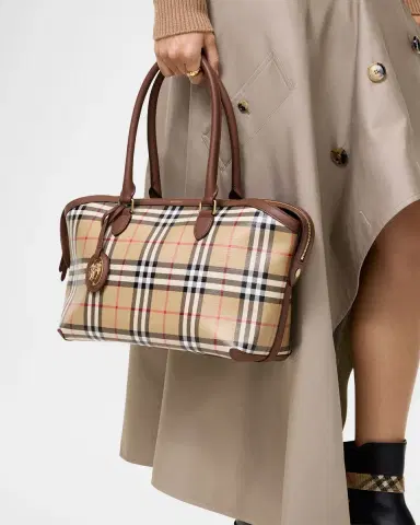 Burberry Small Coated Canvas Check Zip Tote Bag | Thumbnail 2 Burberry Small Coated Canvas Check Zip Tote Bag | Thumbnail 2