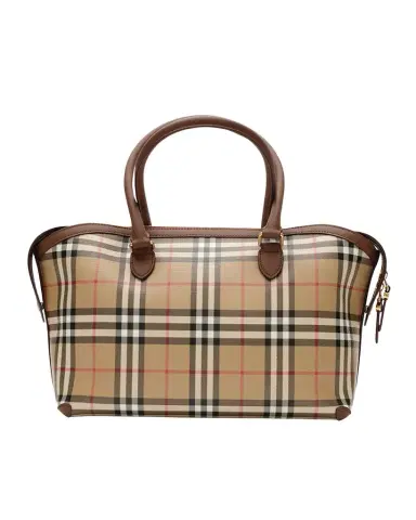 Burberry Small Coated Canvas Check Zip Tote Bag | Thumbnail 1 Burberry Small Coated Canvas Check Zip Tote Bag | Thumbnail 1