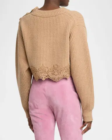 Chloé Wool-Cashmere Lace Trim Pullover | Thumbnail 2 Chloé Wool-Cashmere Lace Trim Pullover | Thumbnail 2