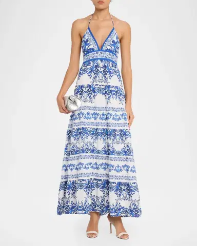 ALICE + OLIVIA Karolina Tiered Halter Maxi Dress | Thumbnail 2 ALICE + OLIVIA Karolina Tiered Halter Maxi Dress | Thumbnail 2