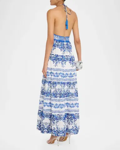 ALICE + OLIVIA Karolina Tiered Halter Maxi Dress | Thumbnail 3 ALICE + OLIVIA Karolina Tiered Halter Maxi Dress | Thumbnail 3