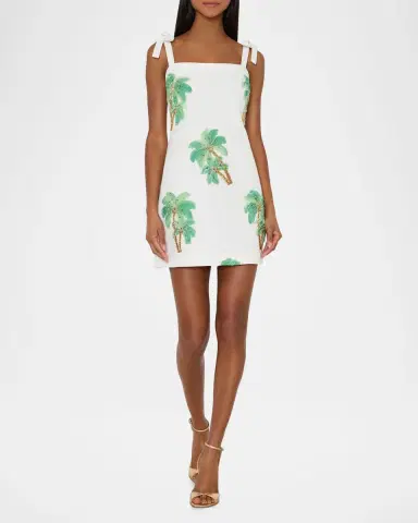 Milly Ceri Palm Tree-Embroidered Cotton Mini Dress | Thumbnail 2