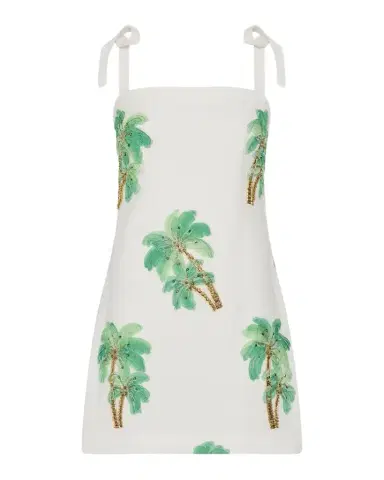 Milly Ceri Palm Tree-Embroidered Cotton Mini Dress | Thumbnail 1