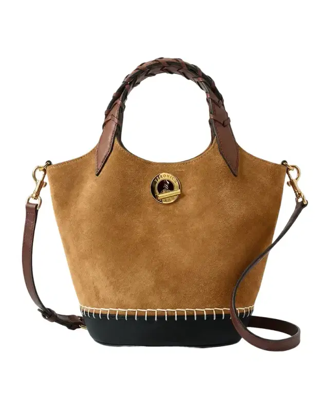 Veronica Beard Anchor Colorblock Suede & Leather Top-Handle Bag