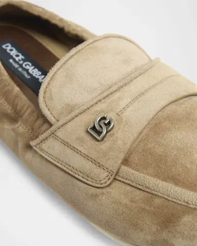 Dolce & Gabbana Men's Suede DG-Logo Elastic Penny Loafers | Thumbnail 4
