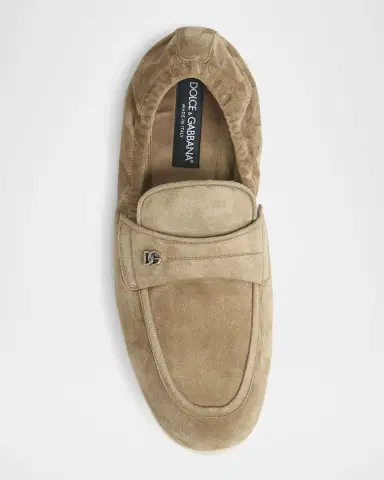Dolce & Gabbana Men's Suede DG-Logo Elastic Penny Loafers | Thumbnail 5