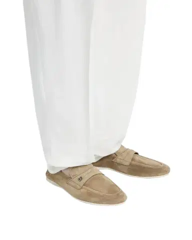 Dolce & Gabbana Men's Suede DG-Logo Elastic Penny Loafers | Thumbnail 1