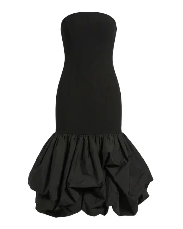 Mac Duggal Ieena Strapless Crepe Bubble-Hem Midi Dress