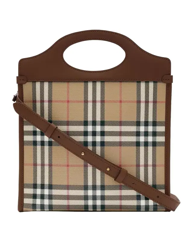 Burberry Mini Check Canvas & Leather Pocket Bag