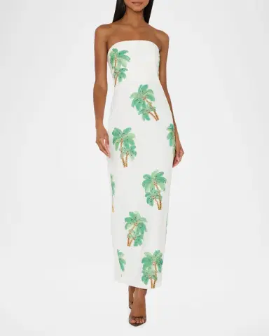 Milly Clara Strapless Embroidered Cotton Maxi Dress | Thumbnail 2 Milly Clara Strapless Embroidered Cotton Maxi Dress | Thumbnail 2
