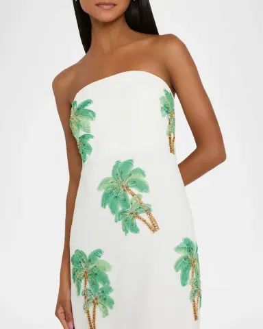 Milly Clara Strapless Embroidered Cotton Maxi Dress | Thumbnail 4 Milly Clara Strapless Embroidered Cotton Maxi Dress | Thumbnail 4
