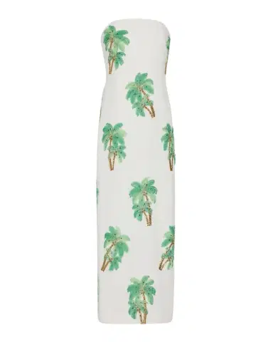 Milly Clara Strapless Embroidered Cotton Maxi Dress | Thumbnail 1 Milly Clara Strapless Embroidered Cotton Maxi Dress | Thumbnail 1