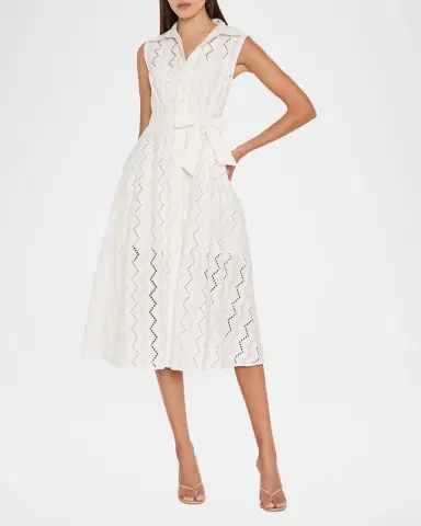 Milly Leya Sleeveless Eyelet Cotton Midi Dress | Thumbnail 2 Milly Leya Sleeveless Eyelet Cotton Midi Dress | Thumbnail 2