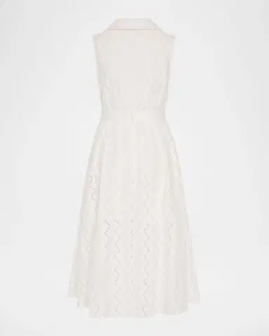 Milly Leya Sleeveless Eyelet Cotton Midi Dress | Thumbnail 3 Milly Leya Sleeveless Eyelet Cotton Midi Dress | Thumbnail 3