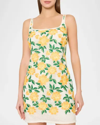 Milly Maria Floral-Embroidered Knit Mini Dress | Thumbnail 4