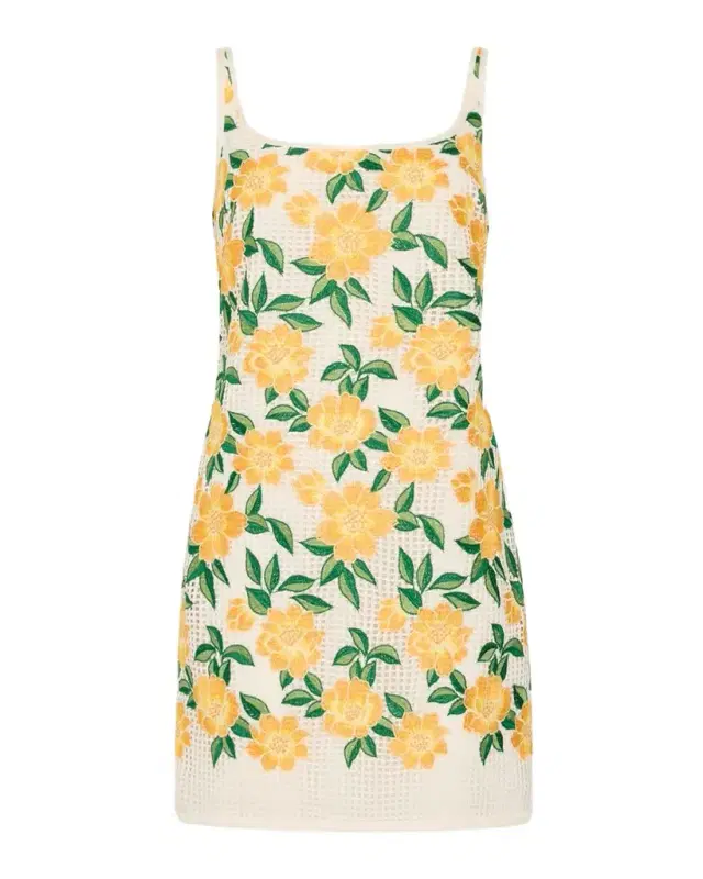 Milly Maria Floral-Embroidered Knit Mini Dress