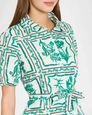 Milly Juni Floral Tile-Print Linen Mini Dress | Thumbnail 4 Milly Juni Floral Tile-Print Linen Mini Dress | Thumbnail 4